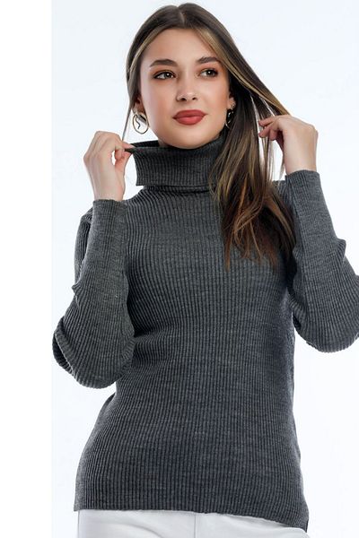 ALCHON Turtleneck Turtleneck Long Sleeve Ribbed Basic Simple Elegant Seasonal Thin Knitwear Sweater