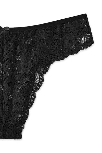 HNX Μαύρη δαντέλα ψηλόμεση Plus Size Γυναικεία κιλότα Βραζιλίας