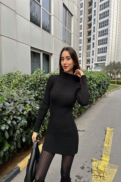 jöns since 1997 Rochie de tricotaj scurtă cu guler de damă