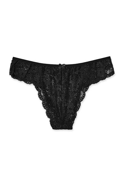 HNX Μαύρη δαντέλα ψηλόμεση Plus Size Γυναικεία κιλότα Βραζιλίας