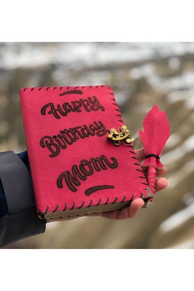 zarif atölye Happy birthday mom detailed gift leather notebook