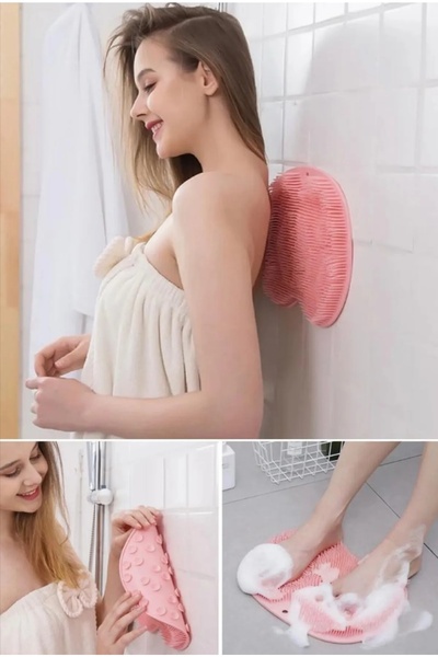 NİLİN VADİSİ Suction Cup Bath Loofah Back Cleaner Brush Massage Mat
