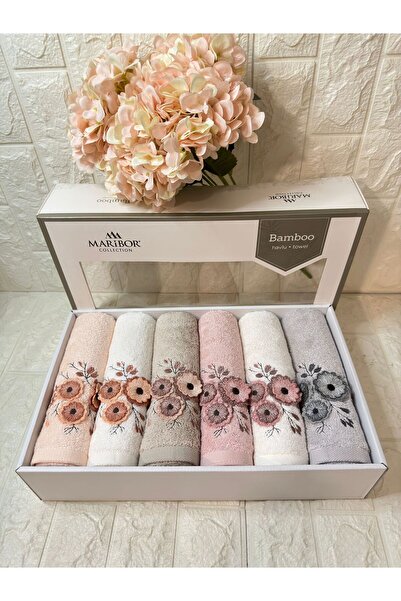 MARİBOR HOME ROLİN-3d Nakışlı Bambu Havlu 6 Ad. (50X90)