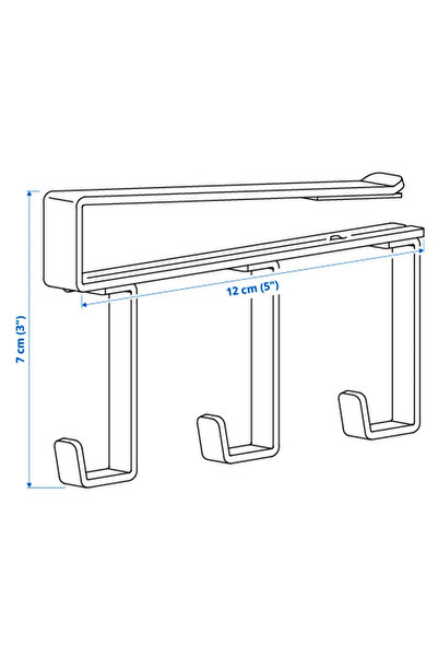 IKEA 3 Kancalı Raf Askısı Uzunluk: 12 Cm Metal Mutfak Rafı Askısı Beyaz Çelik Askı