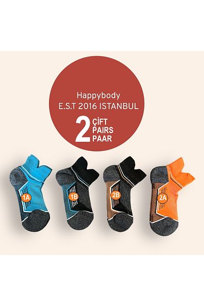 Happy Body عبوة من قطعتين من Micro Tactel للجنسين، كعب رياضي نصف كاحل بلون نيون، منشفة للأنف