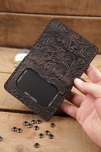 New Coast Leather 1900's Γνήσιο δέρμα Χειροποίητη Ανδρική Κάρτα με σχέδιο