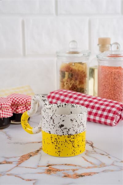 El Yapımı Seramik Kahve Fincanı, Seramik Kupa, Yuvarlak Kulp, Kupa, Mug, Seramik Fincan
