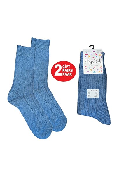 Termal Lambs Wool Yünlü Kalın Erkek 2'li Soket Yıkamalı Kumaş Sıkmayan Soft Lastik