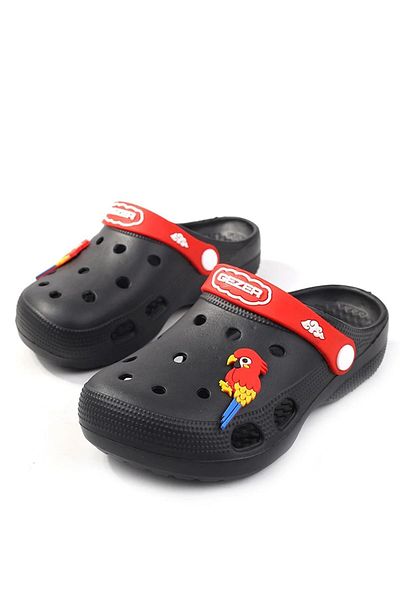 GEZER Boy's Slippers Parrot Patterned Black