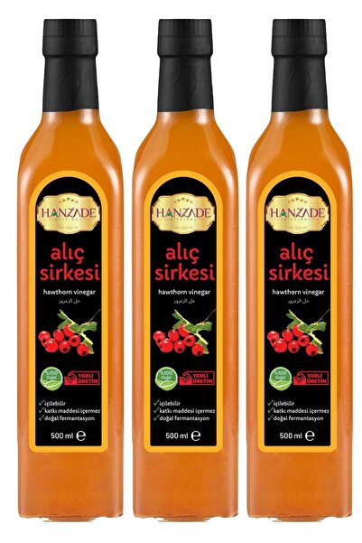 Hanzade Bitkisel Alıç Sirkesi 500 ml X 3 Adet Doğal Fermantasyon Içilebilir S...