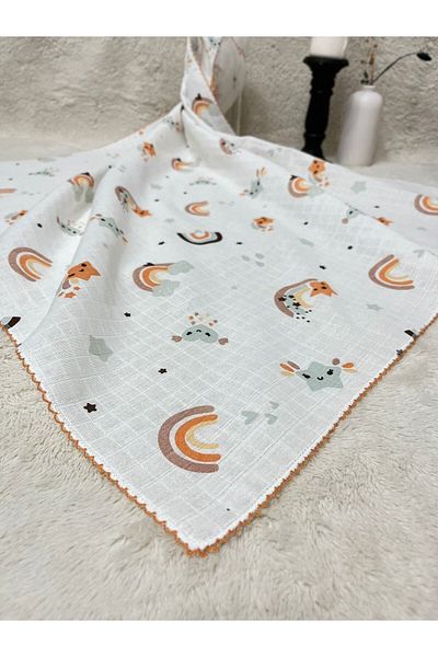 MASALBABY Muslin Blanket 90x90 Cm / Muslin Blanket Baby / Child / Newborn Rainbow Patterned Muslin Cloth