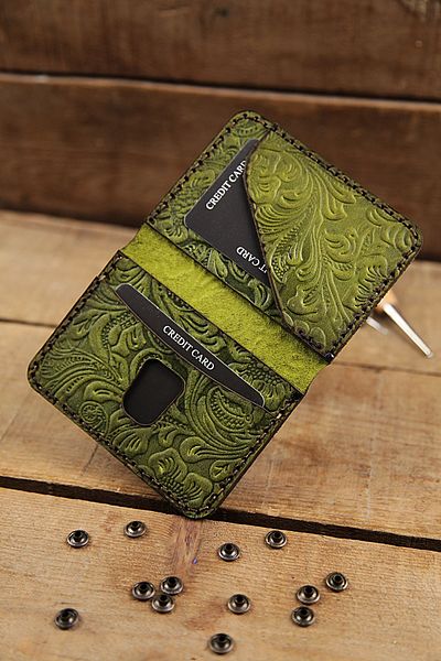 New Coast Leather 1900's Γνήσιο δέρμα Χειροποίητη Ανδρική Κάρτα με σχέδιο