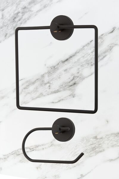 UG Home Suport pentru prosoape pătrat negru Set de 2 suporturi pentru șervețe...