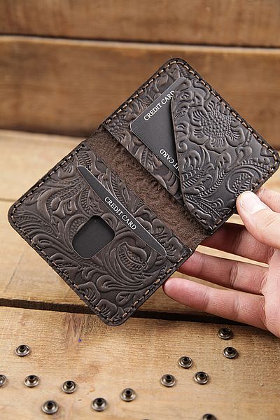New Coast Leather 1900's Γνήσιο δέρμα Χειροποίητη Ανδρική Κάρτα με σχέδιο