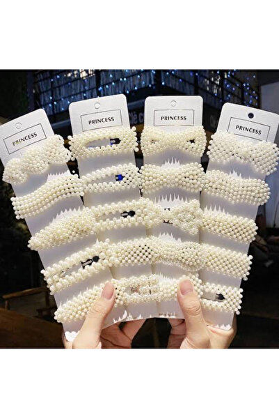 adana avm Kadın 5'li Inci Model Yan Çıt Çıt Saç Tokası Seti