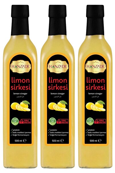 Hanzade Bitkisel Limon Sirkesi 500 ml X 3 Adet Doğal Fermante Saf Içilebilir ...
