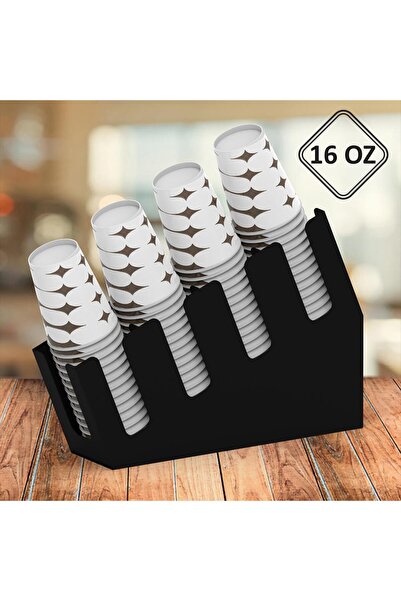 Genel Markalar 4 Bölmeli Kademeli Karton Bardak Standı Karton Bardaklık - 16 oz Bardak Uyumlu