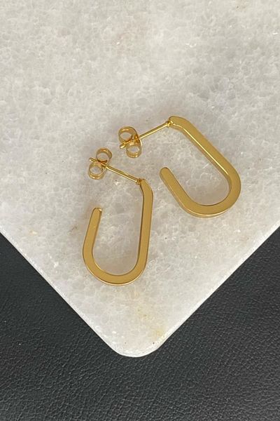 Jaida Moda Unisex 316l Surgical Steel Hook Gold Hoop Earrings