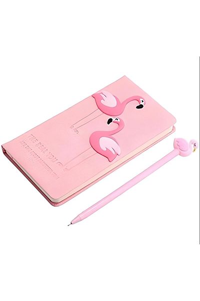 BLA GROUP Cute Notebook Flamingo Cute Shiny Figured Notebook Memory Book Unlined