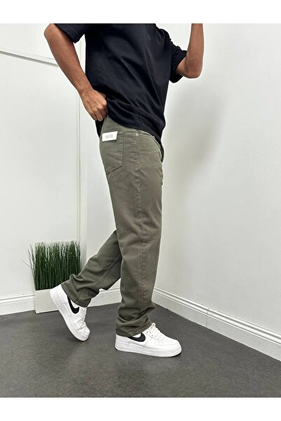 Gambocci Ανδρικό παντελόνι χακί φαρδύ και άνετο