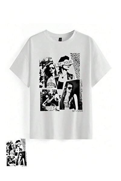 Jose Clothing Μπλουζάκι Unisex Λευκό εμπριμέ από οργανικό βαμβάκι Oversize Cut