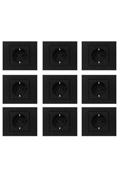 OVİVO Ovivo Grano Black Grounded Socket 9 Pack (Including Frame)