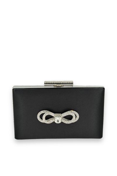 Biçanta Μαύρο Χρώμα Σατέν Κρυστάλλινο Πέτρινο Βραδινό Τσάντα Βραδινή Τσάντα H...