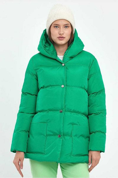 HOPLEVER Women's Green Hooded Puffer Jacket