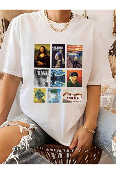 Jose Clothing Μπλουζάκι Unisex Λευκό εμπριμέ από οργανικό βαμβάκι Oversize Cut