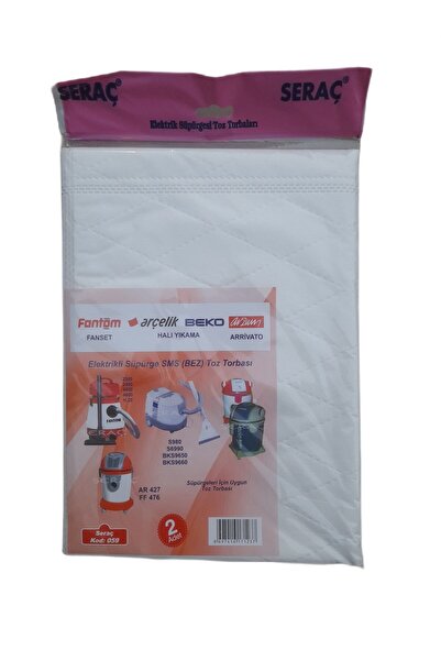 Leva House Seraç Halı Yıkama Süpürgesi Toz Torbası 2'li Arzum/fantom/arçelik/...