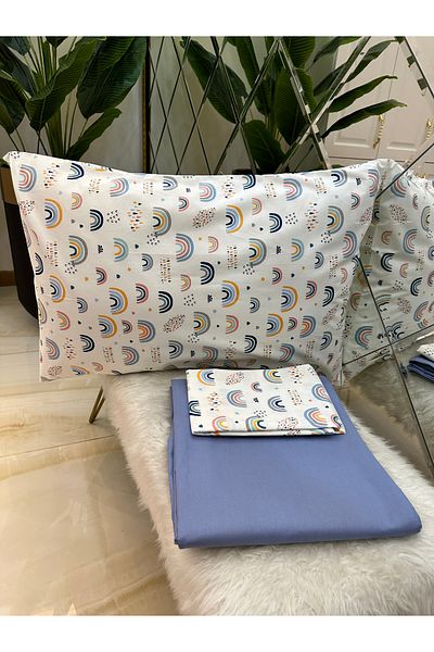 micoton MICOTON 100% COTTON SINGLE PERSON RUBBER-FREE SHEET AND PILLOW CASE SET