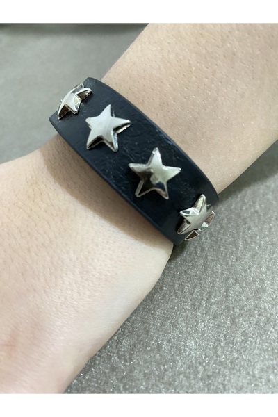 Aksabeltchokers 2.cm yıldız aksesuarlı metalci gotik Bileklik tek ebat 20cm