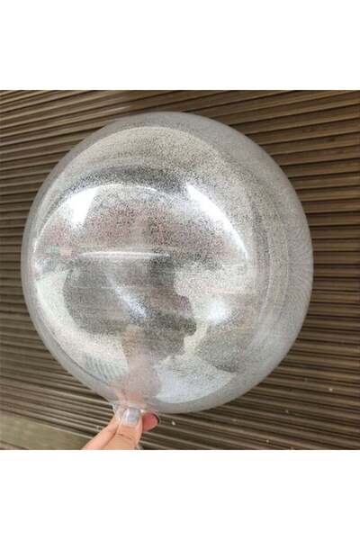 Baloncum GÜMÜŞ SİMLİ YUVARLAK ŞEFFAF BALON