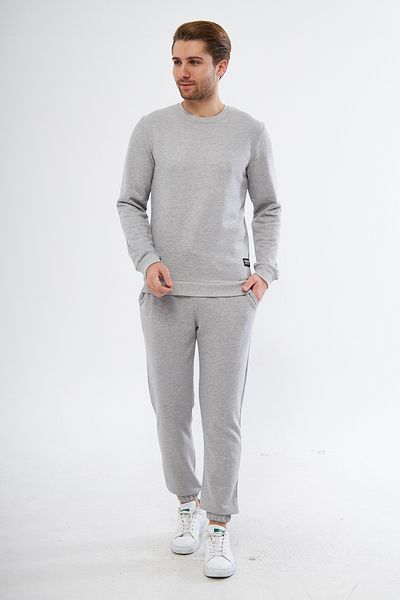 LİVE SPORT Ανδρικό σετ φόρμας με 3 κλωστές Diagonal Embroidery Logo με ελαστικό πόδι σε γκρι