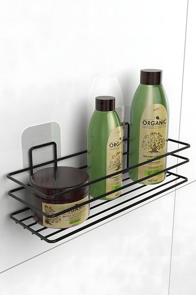 KARTEYA Adhesive Bathroom Organizer Bathroom Accessory Shampoo Holder Shower Cabin Shelf