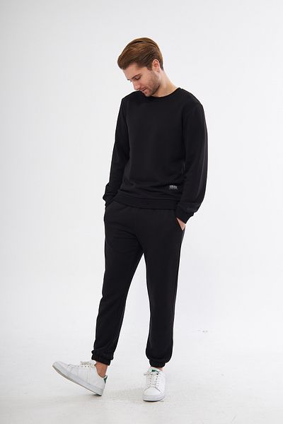 LİVE SPORT Ανδρικό σετ φόρμας με 3 κλωστές Diagonal Embroidery Logo με ελαστικό πόδι μαύρο