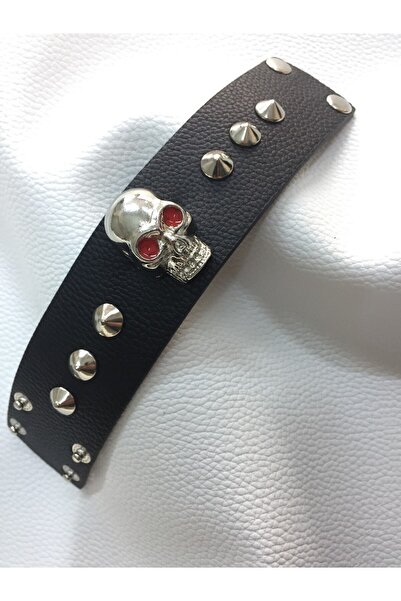 Aksabeltchokers Kırmızı Gözlü Çivili Kuru Kafalı Bileklik 20.cm