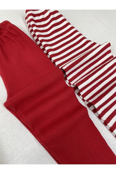 Berat moda Flexible Twill Striped - Red Children's Tights