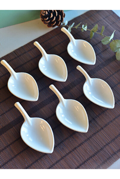 BuNeBox Tekbir Porselen 6 Adet Yaprak Sosluk - Lokumluk - Reçellik - Kahve Yanı