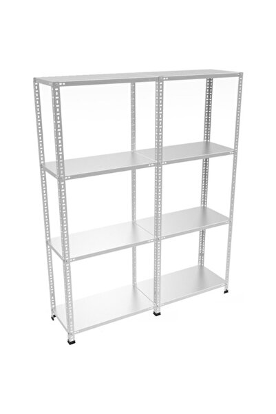 Çelikrafburada ® 43x186x100 4 Katlı 2 Li Bitişik Çelik Raf Galvaniz Raf Arşiv...