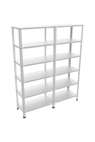 Çelikrafburada ® 59x186x250 6 Katlı 2 Li Bitişik Çelik Raf Galvaniz Raf Arşiv...