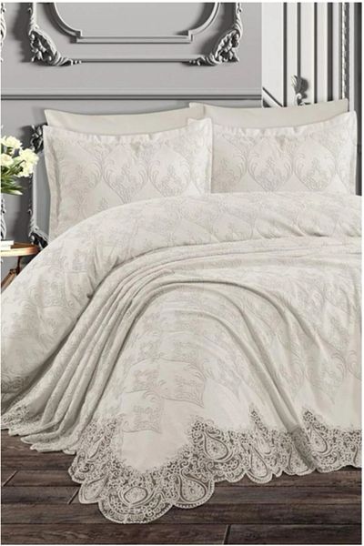 ZESA HOME French Laced Cotton 6 Piece Pique Set Dowry Holder