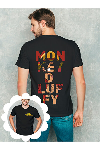 AEMİ Unisex Black Monkey D Luffy Štampano okrugla kragna Dobar kvalitet Overs...