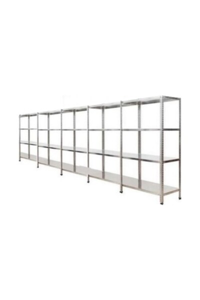 Çelikrafburada ® 43x300x150 4 Katlı 5 Li Bitişik Çelik Raf Galvaniz Raf Arşiv...