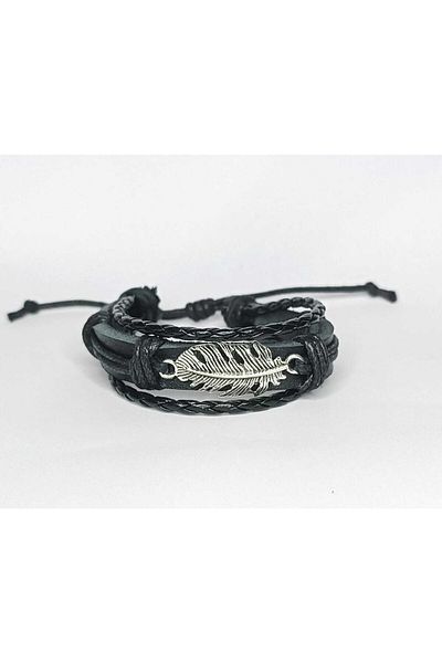 BSN Leaf Figured Genuine Leather Bracelet