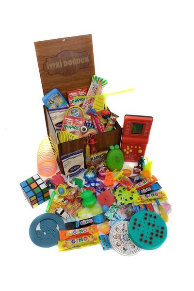 Nostaljik Lezzetler Ahşap Gıda Ve Oyuncak Kutusu Kırmızı Tetris ( Iyi Ki Doğd...