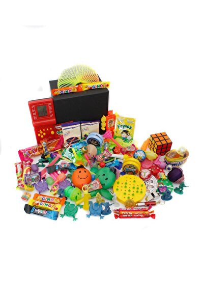 Nostaljik Lezzetler Nostaljik Özel Gıda Ve Oyuncak Kutusu Kırmızı Tetrisli