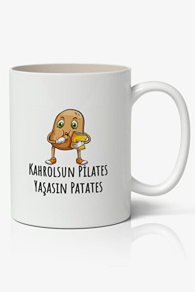 Nostaljik Lezzetler كوب بطاطس مطبوع عليه عبارة "Kahrolsun Pilates Long Live" ...