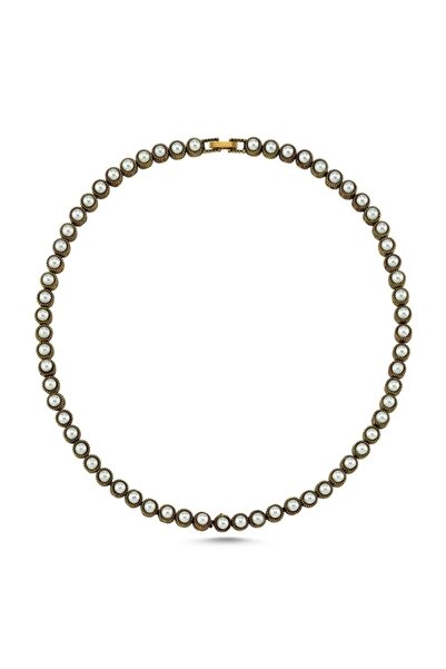 TMD AKSESUAR قلادة من اللؤلؤ الزجاجي العتيق من سويولو