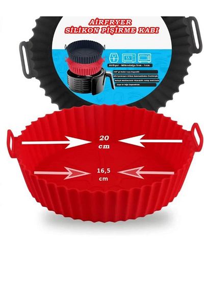 HOLLYHOME 3 Piece Silicone Airfryer RED Baking Dish Toppers, Muffins, Two Compartment Oven, Air Fryer HH
